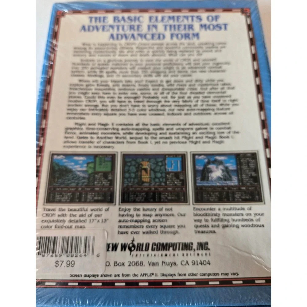 Sealed Vintage Might and‎ Magic II IBM PC Big Box Game